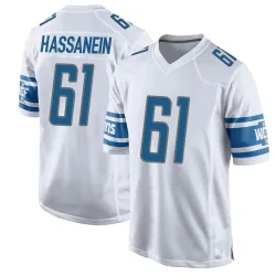 Men's Ahmed Hassanein Detroit Lions No.61 Game Jersey - White