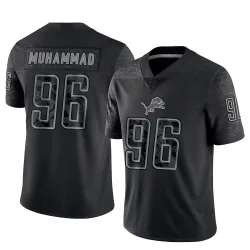 Men's Al-Quadin Muhammad Detroit Lions No.96 Limited Reflective Jersey - Black