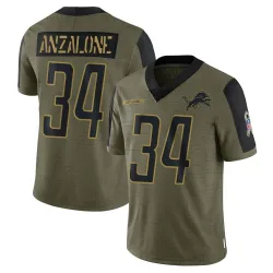 Men's Alex Anzalone Detroit Lions No.34 Limited 2021 Salute To Service Jersey - Olive