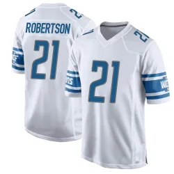 Men's Amik Robertson Detroit Lions No.21 Game Jersey - White