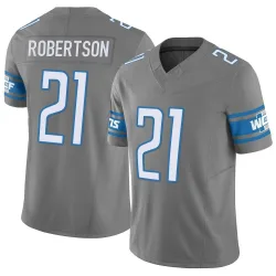 Men's Amik Robertson Detroit Lions No.21 Limited Silver Vapor F.U.S.E. Jersey