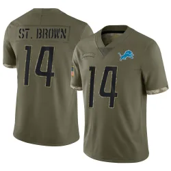 Men's Amon-Ra St. Brown Detroit Lions No.14 Limited 2022 Salute To Service Jersey - Olive