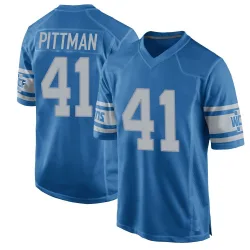 Men's Anthony Pittman Detroit Lions No.41 Game Throwback Vapor Untouchable Jersey - Blue
