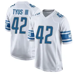 Men's Anthony Tyus III Detroit Lions No.42 Game Jersey - White