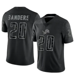 Men's Barry Sanders Detroit Lions No.20 Limited Reflective Jersey - Black