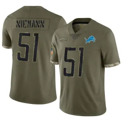 Men's Ben Niemann Detroit Lions No.51 Limited 2022 Salute To Service Jersey - Olive