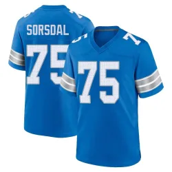 Men's Colby Sorsdal Detroit Lions No.75 Game 2nd Jersey - Blue