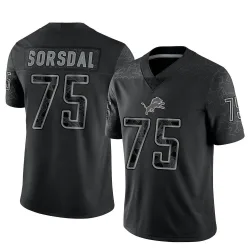 Men's Colby Sorsdal Detroit Lions No.75 Limited Reflective Jersey - Black