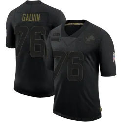Men's Connor Galvin Detroit Lions No.76 Limited 2020 Salute To Service Jersey - Black