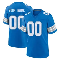 Men's Custom Detroit Lions No.00 Game 2nd Jersey - Blue