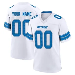 Men's Custom Detroit Lions No.00 Game 2nd Jersey - White