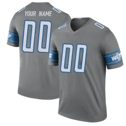 Men's Custom Detroit Lions No.00 Legend Color Rush Steel Jersey