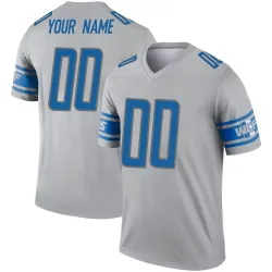 Men's Custom Detroit Lions No.00 Legend Inverted Jersey - Gray