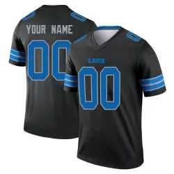 Men's Custom Detroit Lions No.00 Legend Jersey - Black