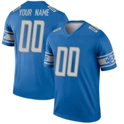 Men's Custom Detroit Lions No.00 Legend Jersey - Blue