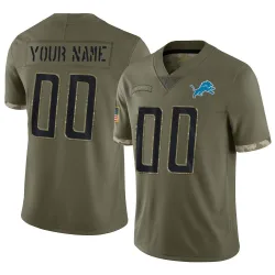 Men's Custom Detroit Lions No.00 Limited 2022 Salute To Service Jersey - Olive