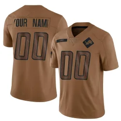 Men's Custom Detroit Lions No.00 Limited 2023 Salute To Service Jersey - Brown