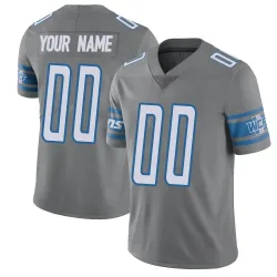 Men's Custom Detroit Lions No.00 Limited Color Rush Steel Vapor Untouchable Jersey