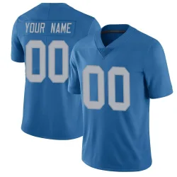 Men's Custom Detroit Lions No.00 Limited Throwback Vapor Untouchable Jersey - Blue