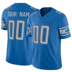 Men's Custom Detroit Lions No.00 Limited Vapor F.U.S.E. Jersey - Blue