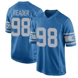 Men's DJ Reader Detroit Lions No.98 Game Throwback Vapor Untouchable Jersey - Blue