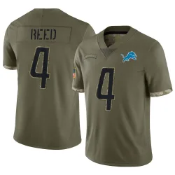 Men's D.J. Reed Detroit Lions No.4 Limited 2022 Salute To Service Jersey - Olive