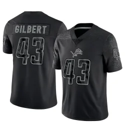 Men's DaRon Gilbert Detroit Lions No.43 Limited Reflective Jersey - Black