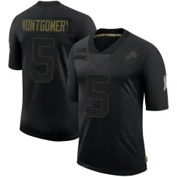 Men's David Montgomery Detroit Lions No.5 Limited 2020 Salute To Service Jersey - Black