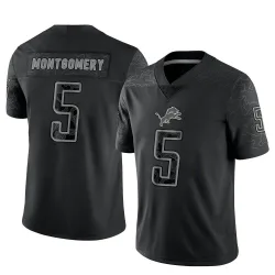 Men's David Montgomery Detroit Lions No.5 Limited Reflective Jersey - Black