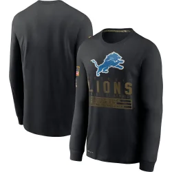 Men's Detroit Lions No. 2020 Salute to Service Sideline Performance Long Sleeve T-Shirt - Black