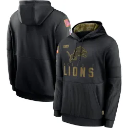Men's Detroit Lions No. 2020 Salute to Service Sideline Performance Pullover Hoodie - Black