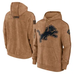 Men's Detroit Lions No. 2023 Salute to Service Club Pullover Hoodie - Brown