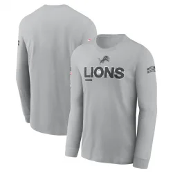 Men's Detroit Lions No. 2024 Salute To Service Long Sleeve T-Shirt - Gray