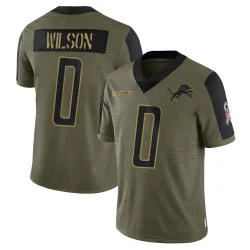 Men's Divaad Wilson Detroit Lions No.0 Limited 2021 Salute To Service Jersey - Olive