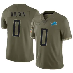 Men's Divaad Wilson Detroit Lions No.0 Limited 2022 Salute To Service Jersey - Olive