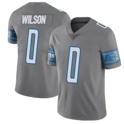 Men's Divaad Wilson Detroit Lions No.0 Limited Color Rush Steel Vapor Untouchable Jersey