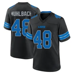 Men's Don Muhlbach Detroit Lions No.48 Game Alternate 2nd Jersey - Black