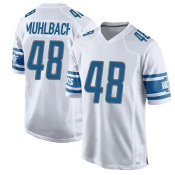 Men's Don Muhlbach Detroit Lions No.48 Game Jersey - White