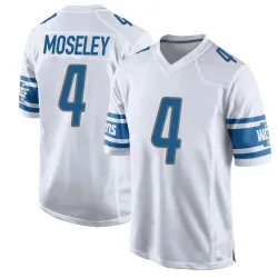 Men's Emmanuel Moseley Detroit Lions No.4 Game Jersey - White
