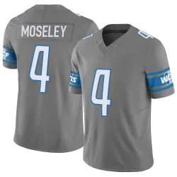 Men's Emmanuel Moseley Detroit Lions No.4 Limited Silver Vapor F.U.S.E. Jersey