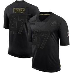 Men's Ezekiel Turner Detroit Lions No.47 Limited 2020 Salute To Service Jersey - Black