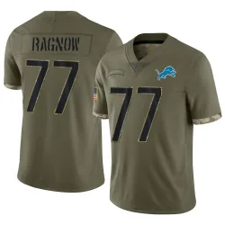Men's Frank Ragnow Detroit Lions No.77 Limited 2022 Salute To Service Jersey - Olive