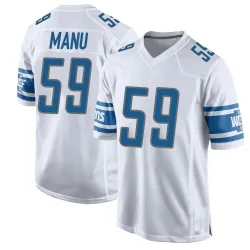 Men's Giovanni Manu Detroit Lions No.59 Game Jersey - White