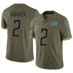 Men's Hendon Hooker Detroit Lions No.2 Limited 2022 Salute To Service Jersey - Olive