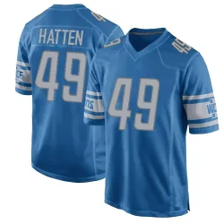 Men's Hogan Hatten Detroit Lions No.49 Game Team Color Jersey - Blue