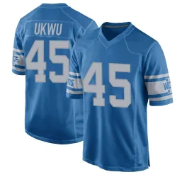 Men's Isaac Ukwu Detroit Lions No.45 Game Throwback Vapor Untouchable Jersey - Blue