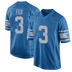Men's Jack Fox Detroit Lions No.3 Game Throwback Vapor Untouchable Jersey - Blue