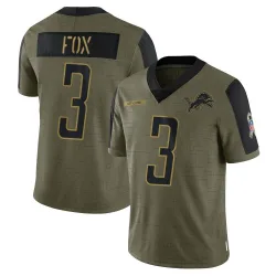 Men's Jack Fox Detroit Lions No.3 Limited 2021 Salute To Service Jersey - Olive