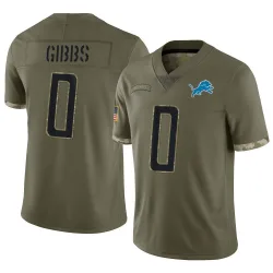 Men's Jahmyr Gibbs Detroit Lions No.0 Limited 2022 Salute To Service Jersey - Olive
