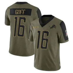 Men's Jared Goff Detroit Lions No.16 Limited 2021 Salute To Service Jersey - Olive